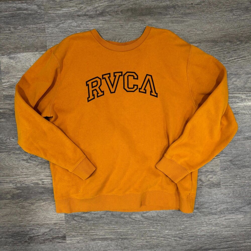 RVCA Logo Crewneck Sweatshirt Mustard Gold Mens XL